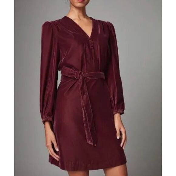 Untuckit NWT Red Mickie Velvet Long Sleeve Mini Dress Size XS - Picture 1 of 10